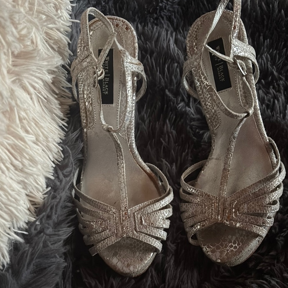 White House Black Market Metallic Textured Heels